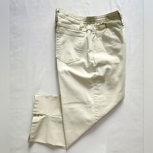 Lee Side Elastic Waist Women Size 12 Crop Slits Ankle Capri Khaki Denim Jeans